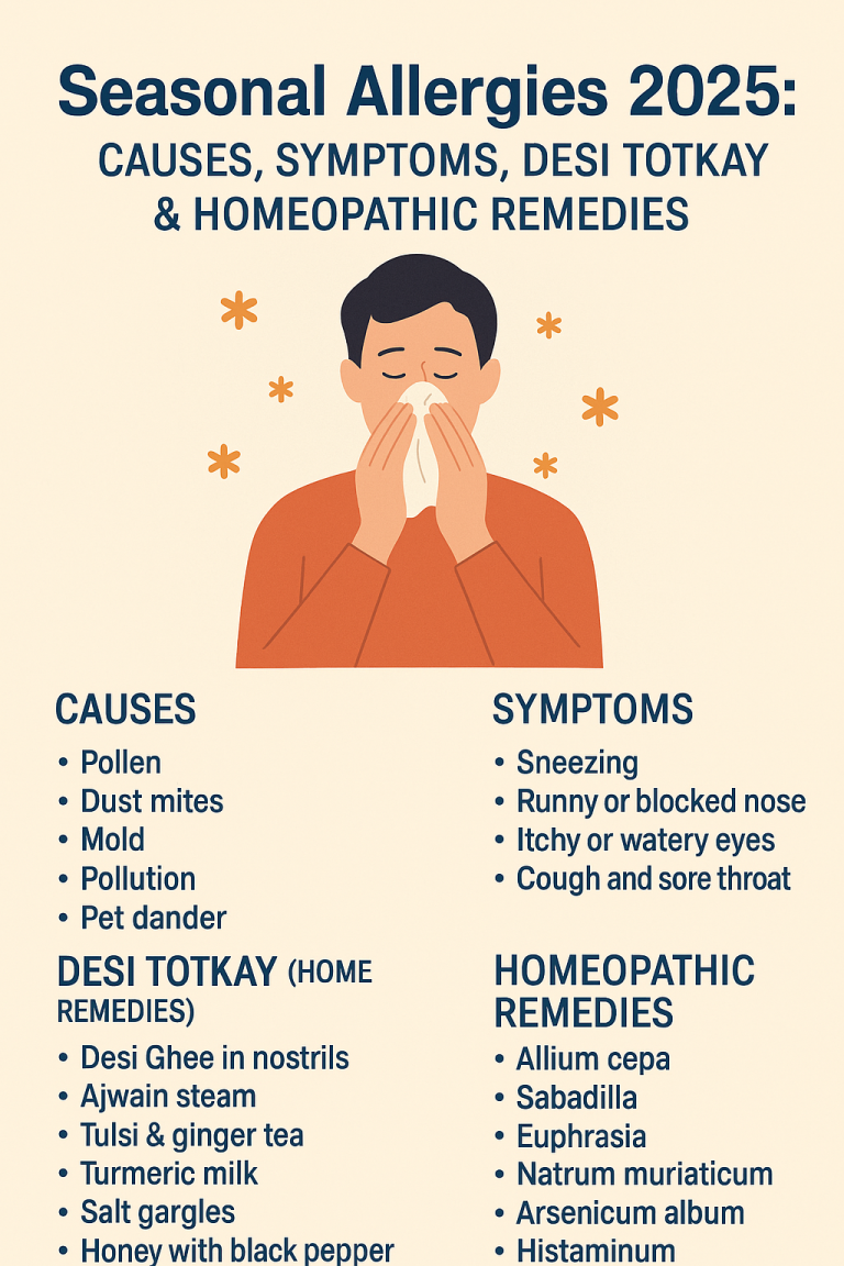 Seasonal Allergies 2025: Causes, Symptoms, Desi Totkay & Homeopathic Remedies